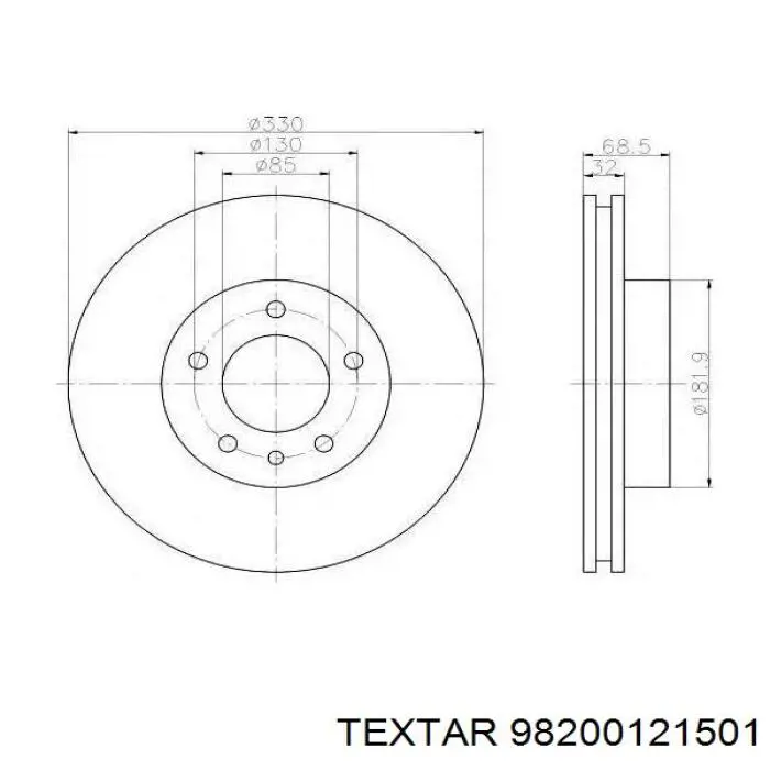 98200121501 Textar диск тормозной передний