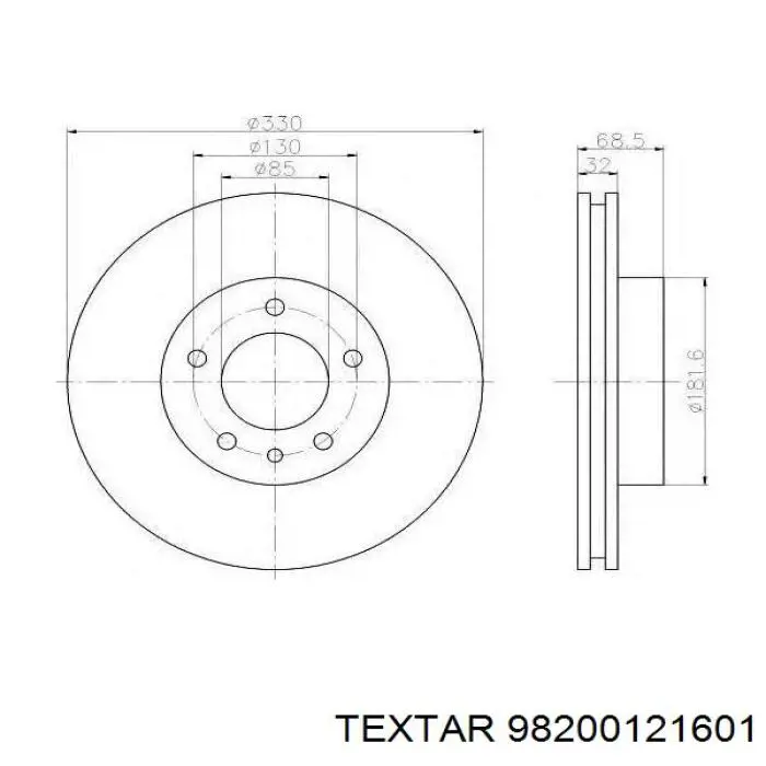 98200121601 Textar диск тормозной передний