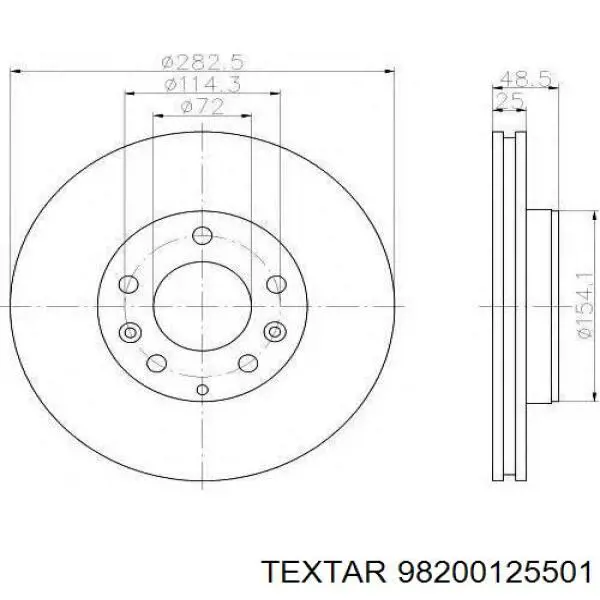 98200125501 Textar диск тормозной передний