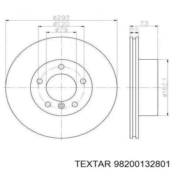 98200132801 Textar диск тормозной передний