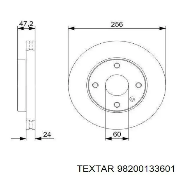 98200133601 Textar Диск тормозной передний