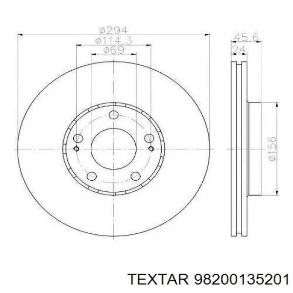 98200135201 Textar диск тормозной передний