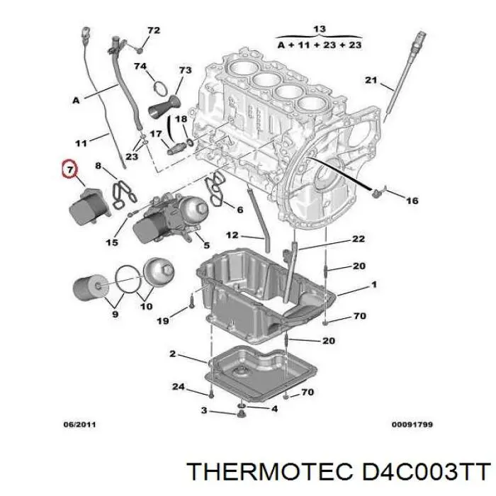 Радиатор масляный (холодильник), под фильтром Thermotec D4C003TT цена, от 28.36 USD