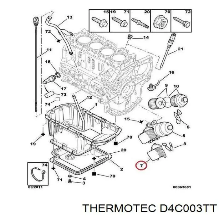 Радіатор масляний (холодильник), під фільтром D4C003TT Thermotec