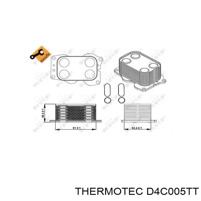 Радіатор масляний (холодильник), під фільтром D4C005TT Thermotec