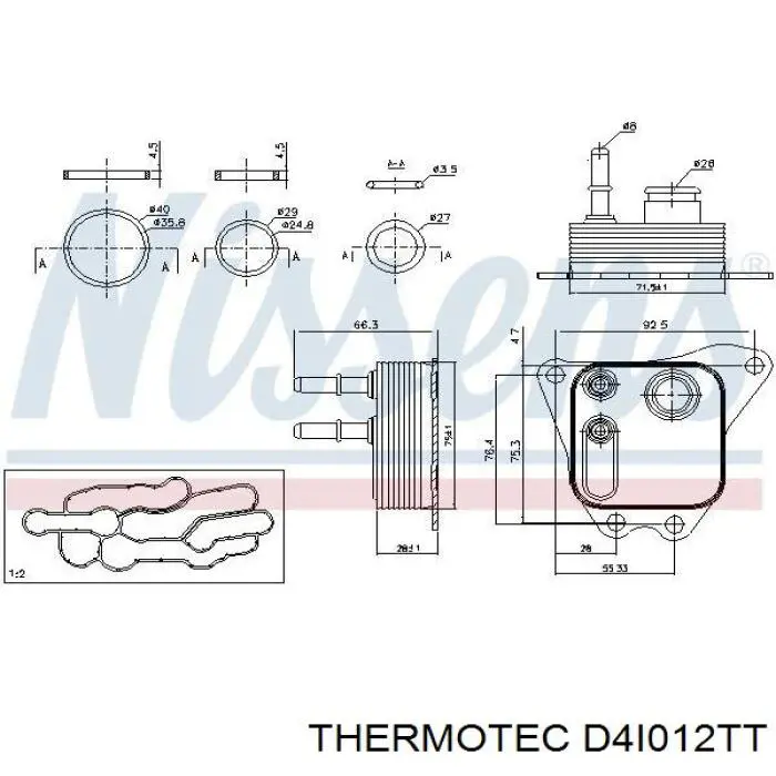 D4I012TT Thermotec radiador de óleo (frigorífico, debaixo de filtro)
