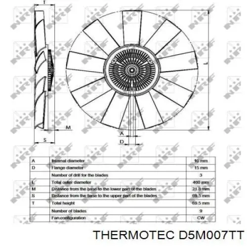 Вискомуфта вентилятора D5M007TT Thermotec