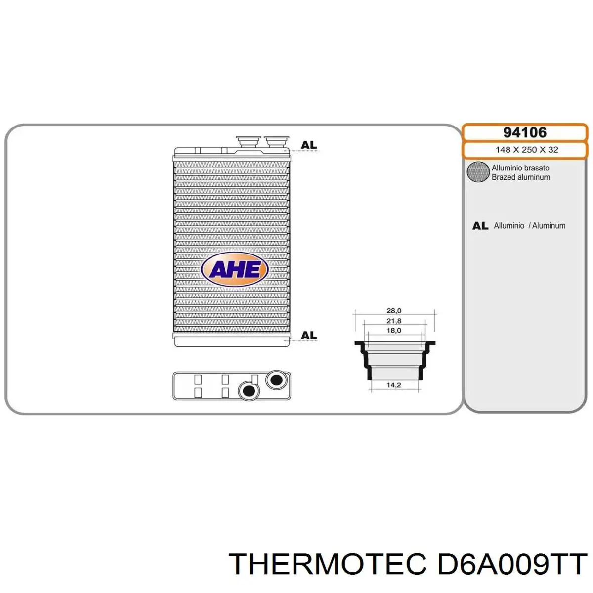 D6A009TT Thermotec radiador de forno (de aquecedor)