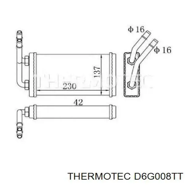 Радиатор печки D6G008TT Thermotec