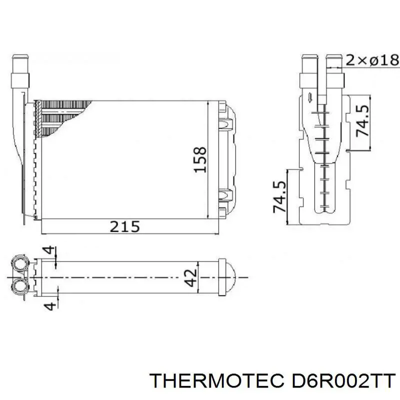D6R002TT Thermotec радиатор печки