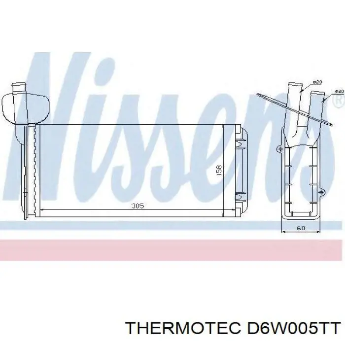 Радиатор печки (отопителя) Thermotec D6W005TT цена, от 18.99 USD