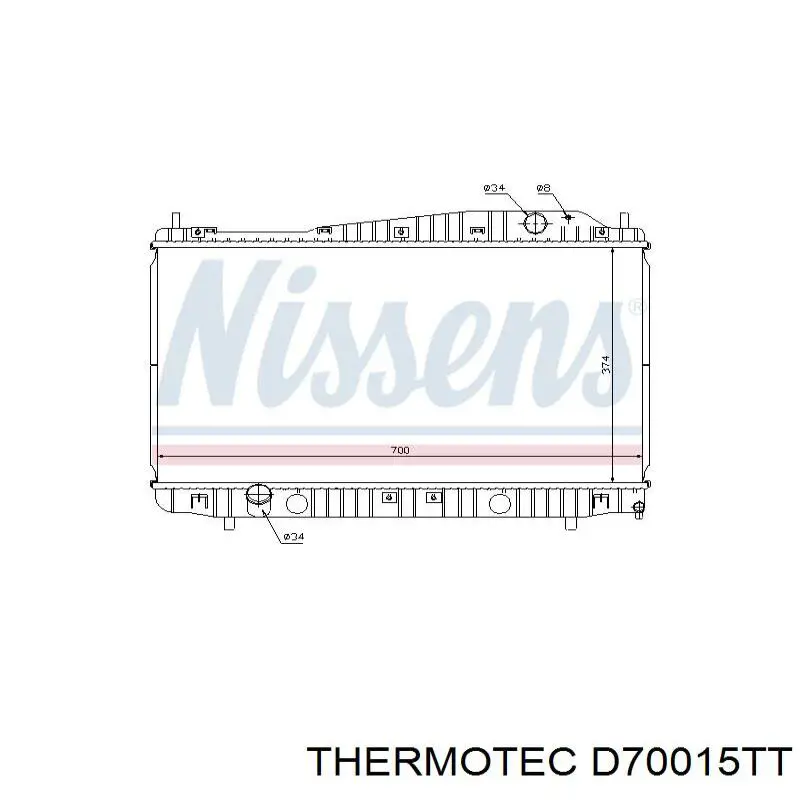 Радіатор охолодження двигуна D70015TT Thermotec