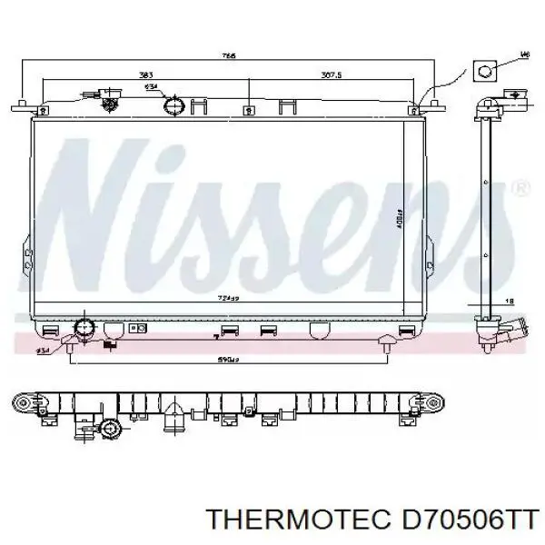 Радиатор охлаждения двигателя Thermotec D70506TT цена, от 63.98 USD