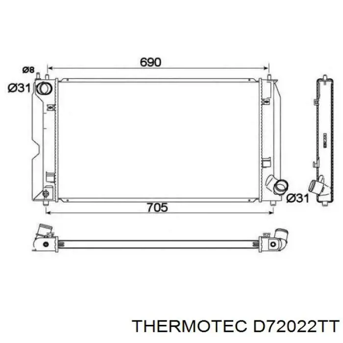 Купить D72022TT Thermotec Радиатор водяной