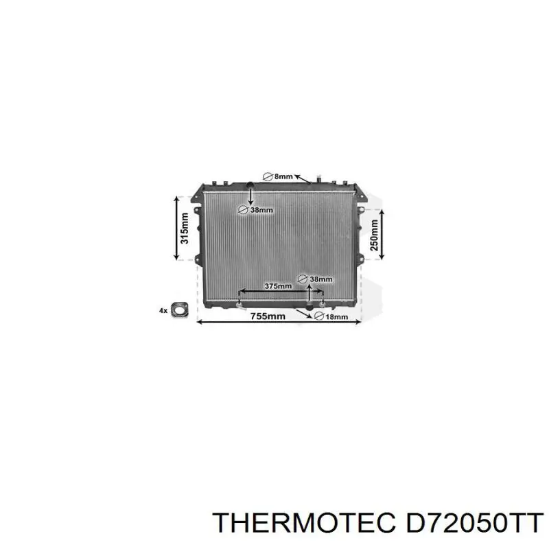 Радиатор охлаждения двигателя Thermotec D72050TT цена, от 128.95 USD