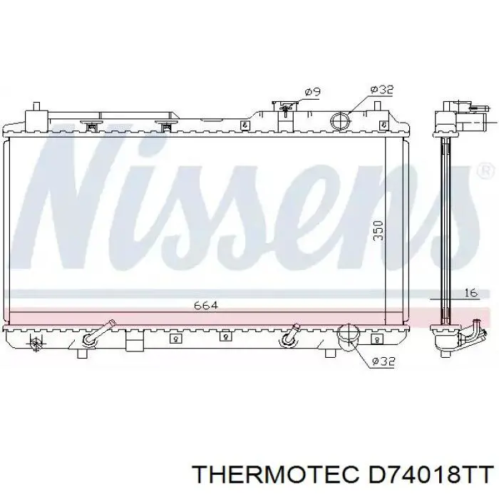 Купить D74018TT Thermotec Радиатор водяной