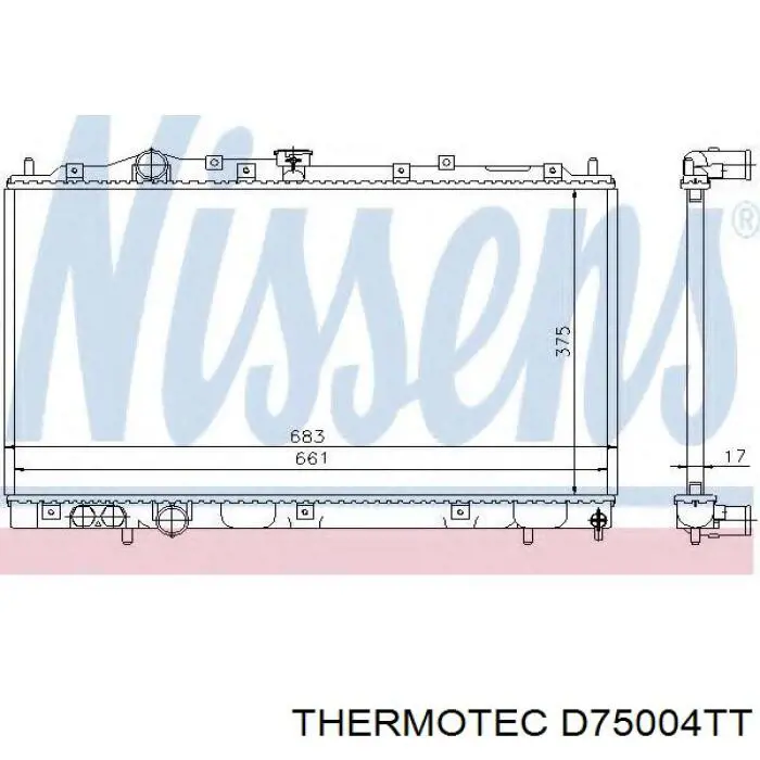 Радиатор охлаждения двигателя Thermotec D75004TT цена, от 73.85 USD