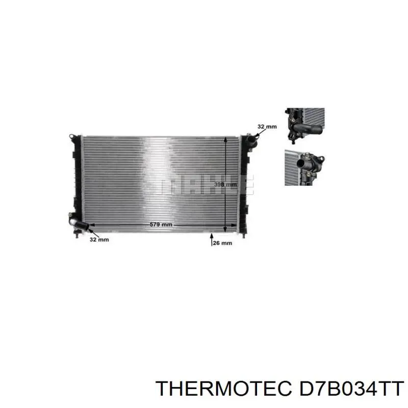 D7B034TT Thermotec radiador de esfriamento de motor