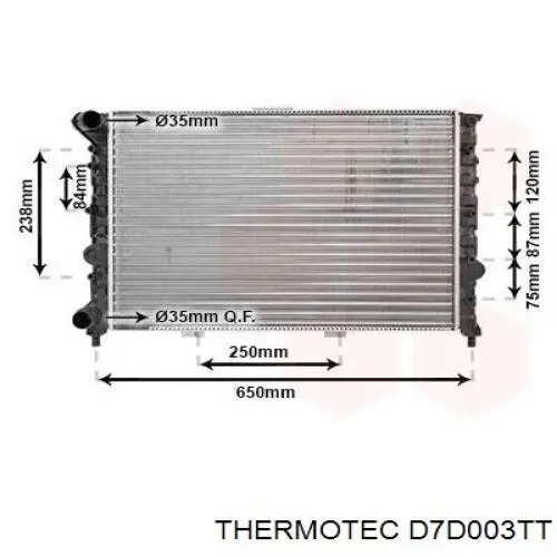 Радиатор охлаждения двигателя Thermotec D7D003TT цена, от 69.17 USD