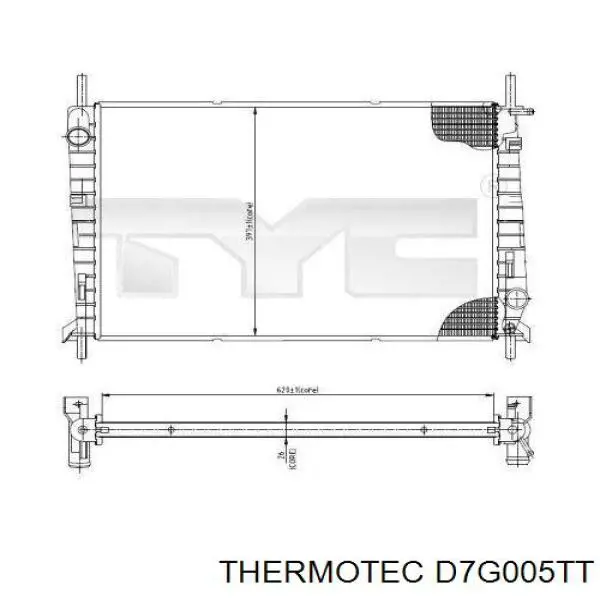 Радиатор охлаждения двигателя Thermotec D7G005TT цена, от 63.44 USD