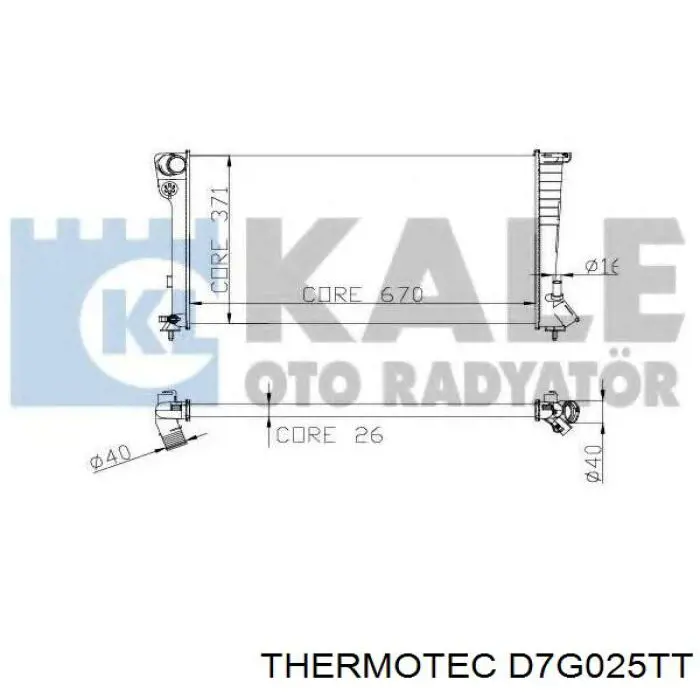Радиатор охлаждения двигателя Thermotec D7G025TT цена, от 51.35 USD