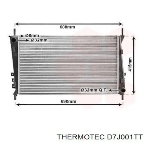 Radiador refrigeración del motor D7J001TT Thermotec