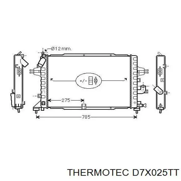 Радиатор охлаждения двигателя Thermotec D7X025TT цена, от 52.19 USD