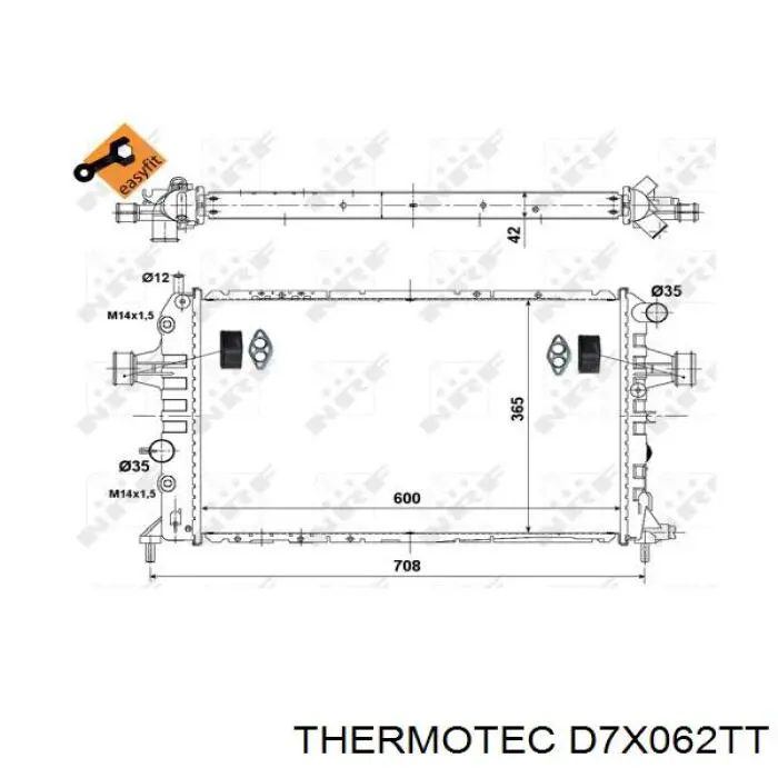 Радиатор охлаждения двигателя Thermotec D7X062TT цена, от 66.65 USD