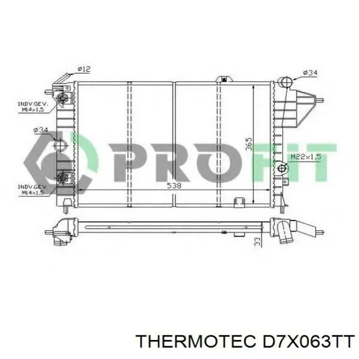Купить D7X063TT Thermotec Радиатор водяной