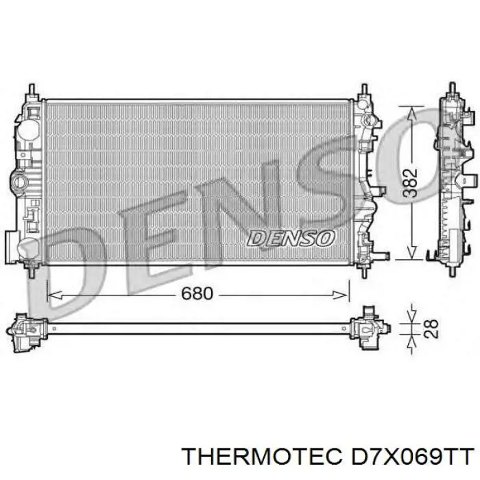 Радиатор охлаждения двигателя Thermotec D7X069TT цена, от 79.65 USD