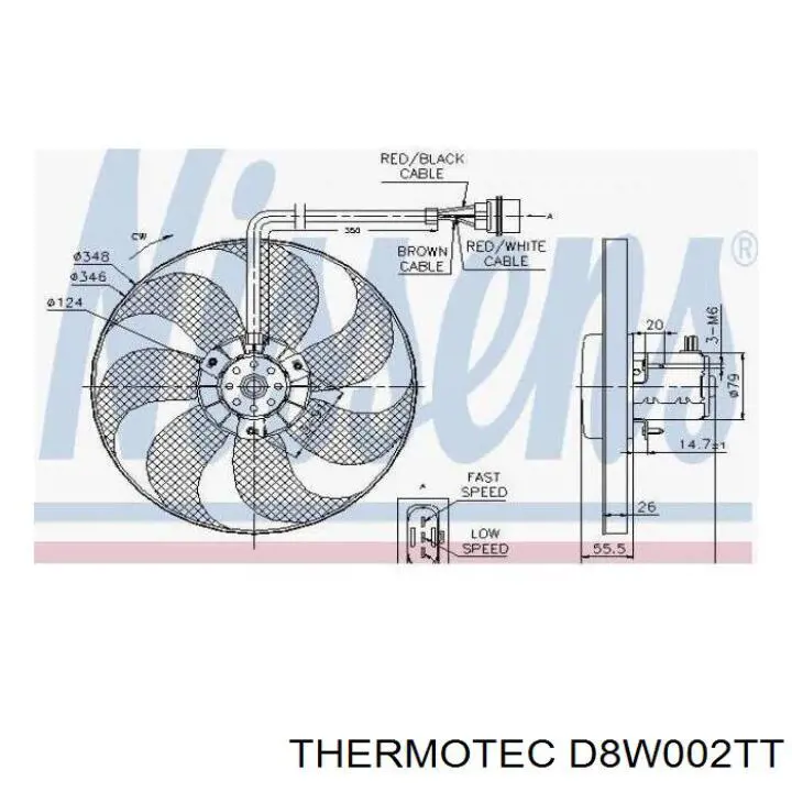 Электровентилятор охлаждения в сборе Thermotec D8W002TT цена, от 39.78 USD