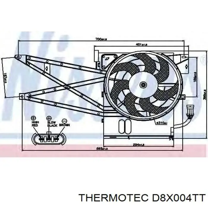 Купить D8X004TT Thermotec Электровентилятор охлаждения в сборе (мотор+крыльчатка)