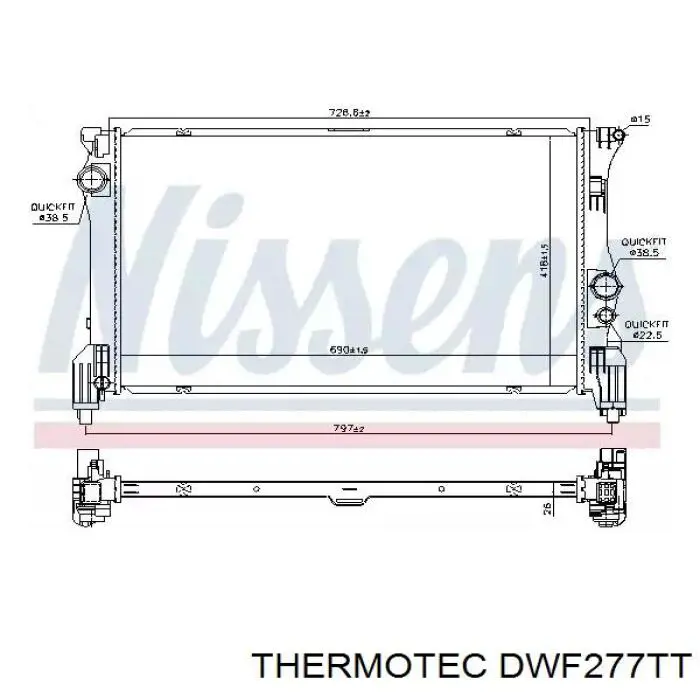 Tubo de refrigeración, termostato DWF277TT Thermotec