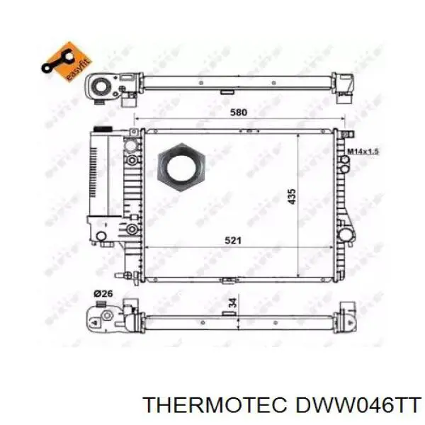 Купить DWW046TT Thermotec Шланг радиатора охлаждения нижний