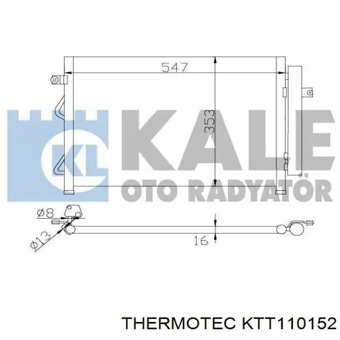 Радиатор охлаждения кондиционера Thermotec KTT110152