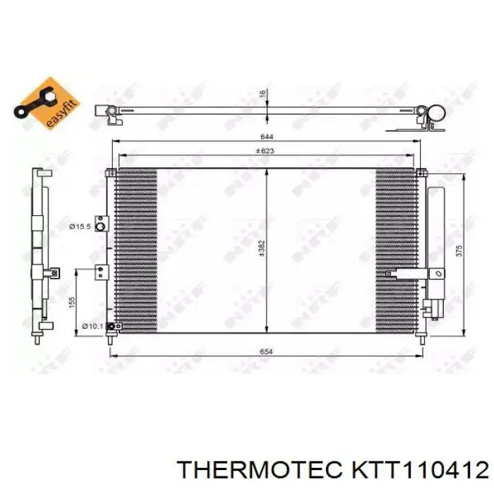 Радиатор кондиционера KTT110412 Thermotec