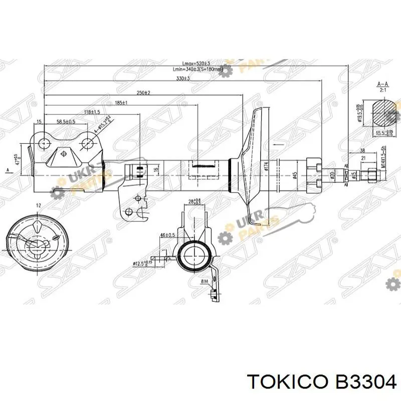 Амортизатор передней подвески левой Tokico B3304 цена, от 40.89 USD
