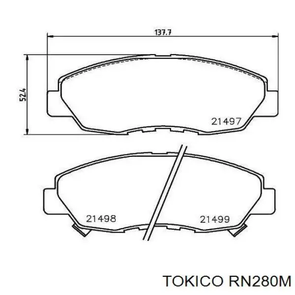 Колодки тормозные задние дисковые Tokico RN280M
