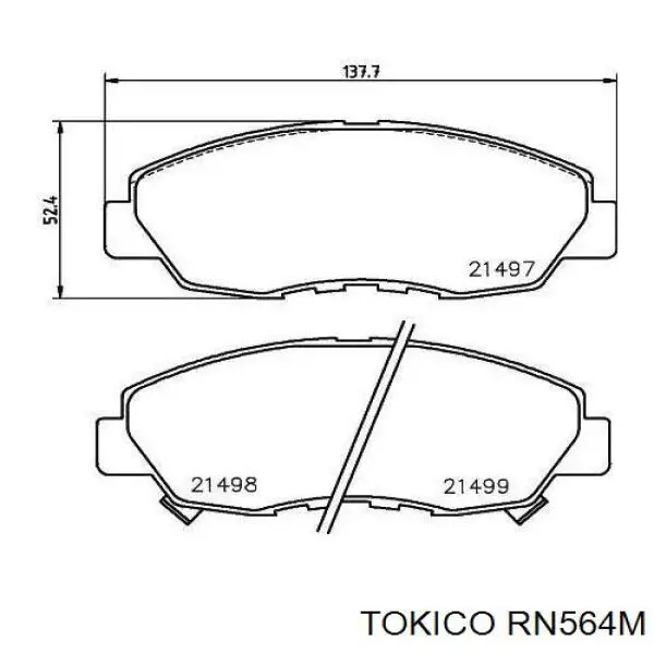 Колодки тормозные задние дисковые Tokico RN564M