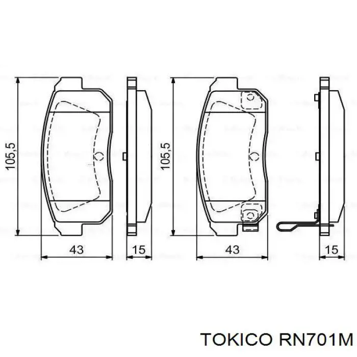 RN701M Tokico колодки тормозные передние дисковые