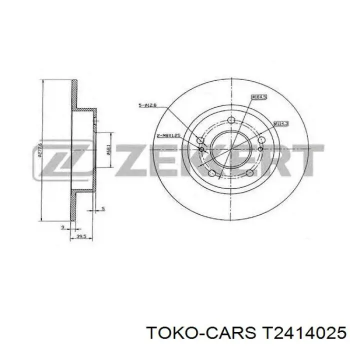 Купить T2414025 Toko cars Диск тормозной задний