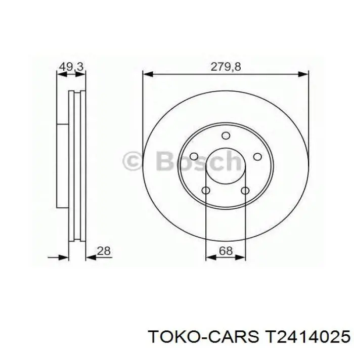 T2414025 Toko cars Дисковый тормоз