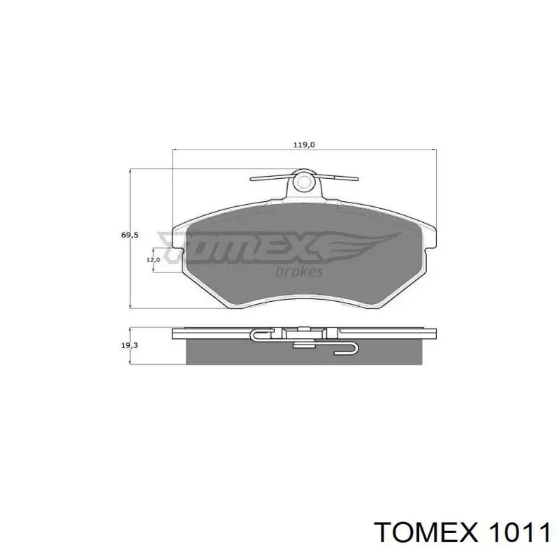 Колодки тормозные передние дисковые TOMEX 1011