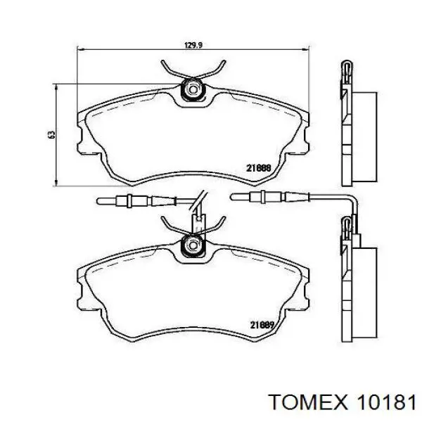 Pastillas de freno delanteras 10181 Tomex