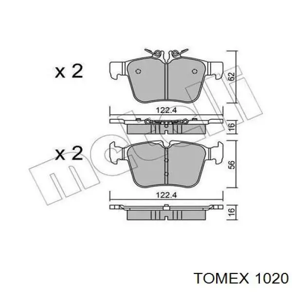 Передние тормозные колодки 1020 Tomex