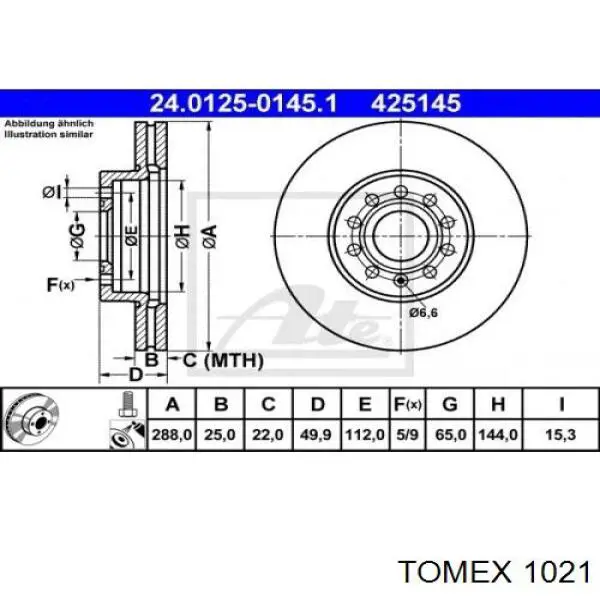 Тормозные колодки Tomex 1021