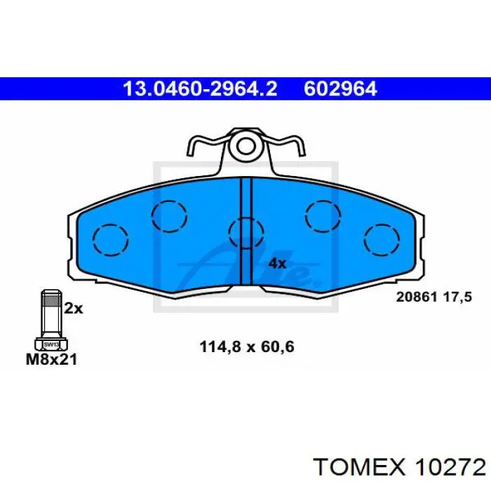 10272 Tomex Колодки передние