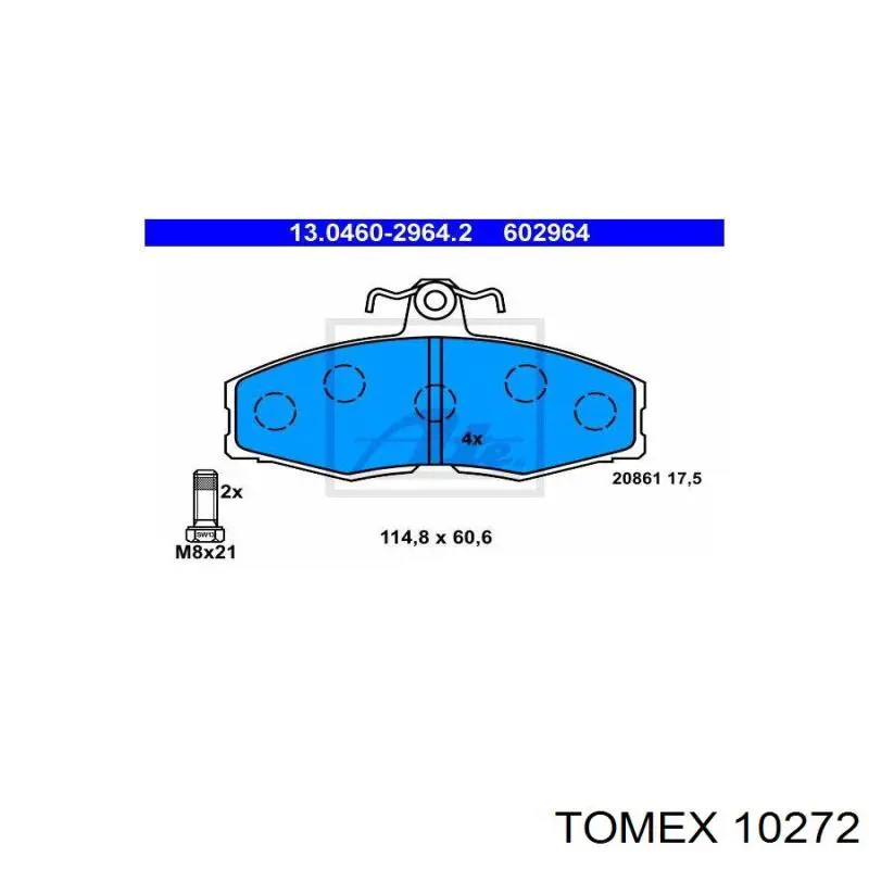 Передние тормозные колодки 10272 Tomex