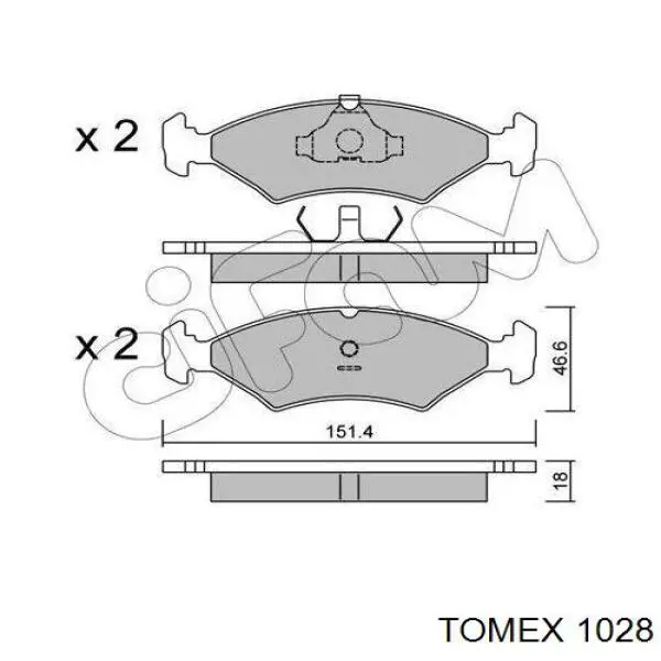 Передние тормозные колодки 1028 Tomex