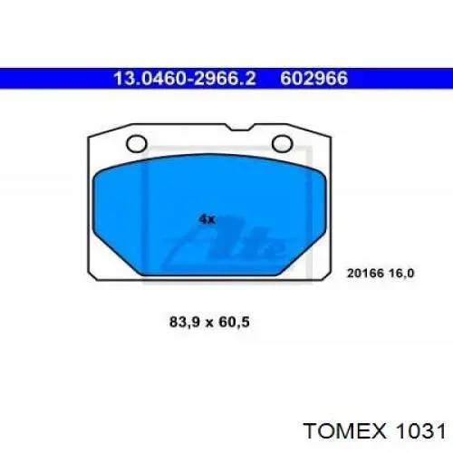 Передние тормозные колодки 1031 Tomex